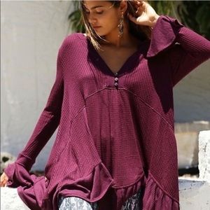 Free people burgundy oversized oliva henley top